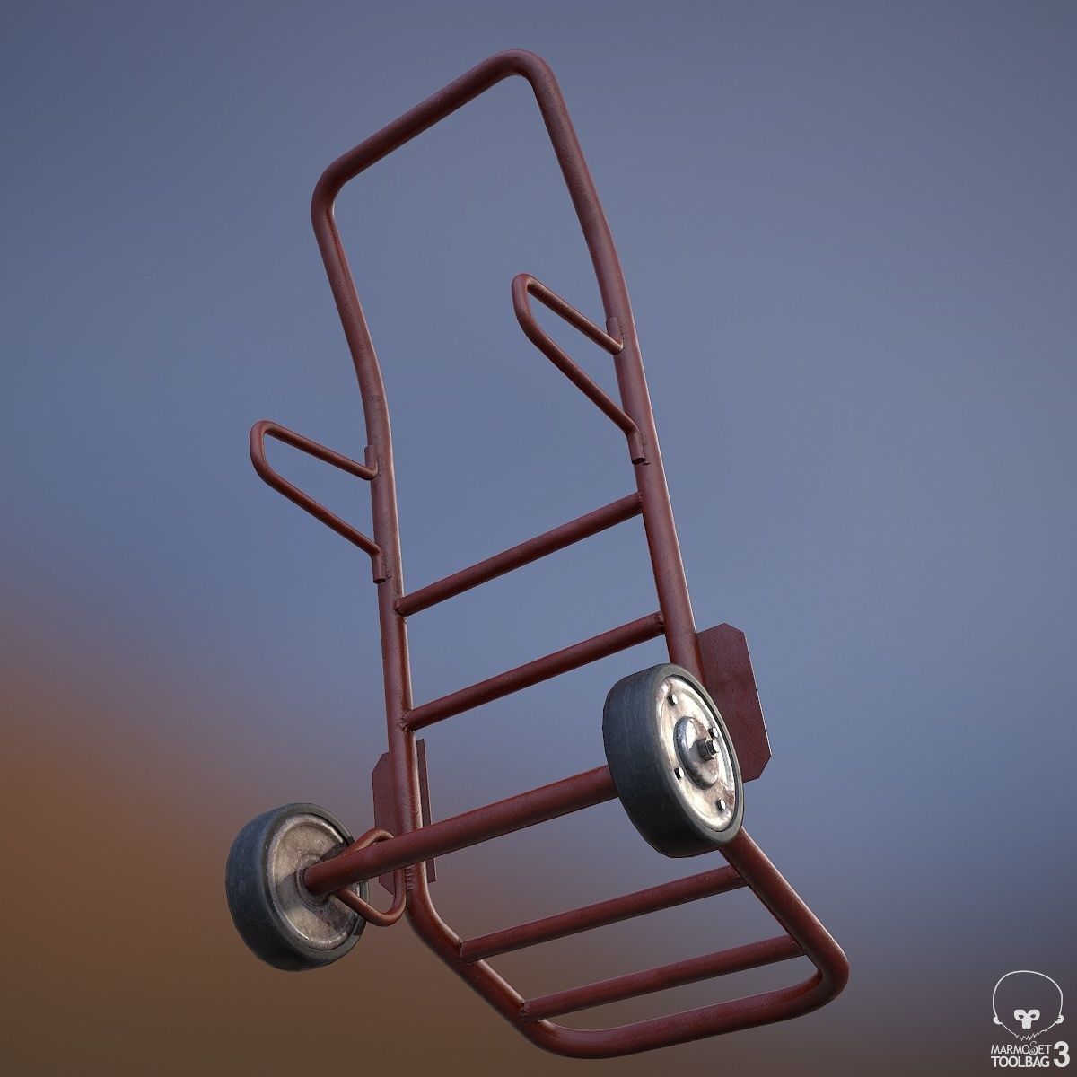 Hand Truck Low-poly 3D model_6