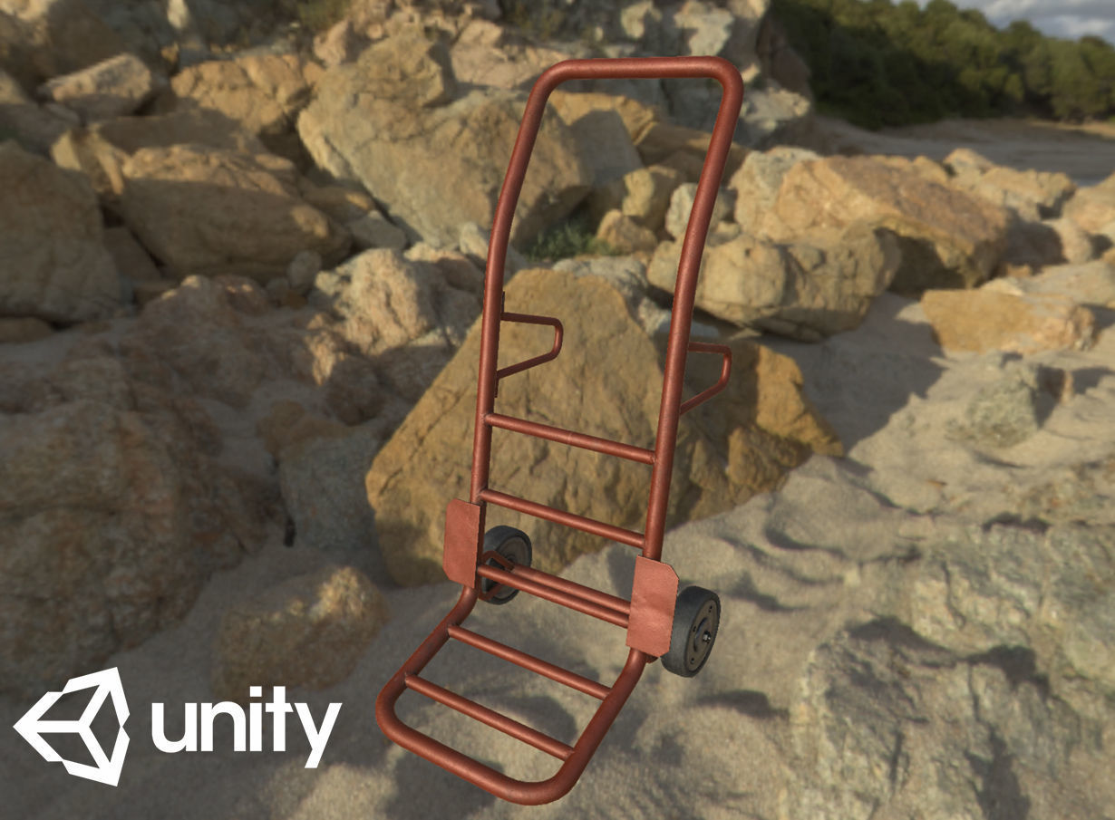 Hand Truck Low-poly 3D model_13