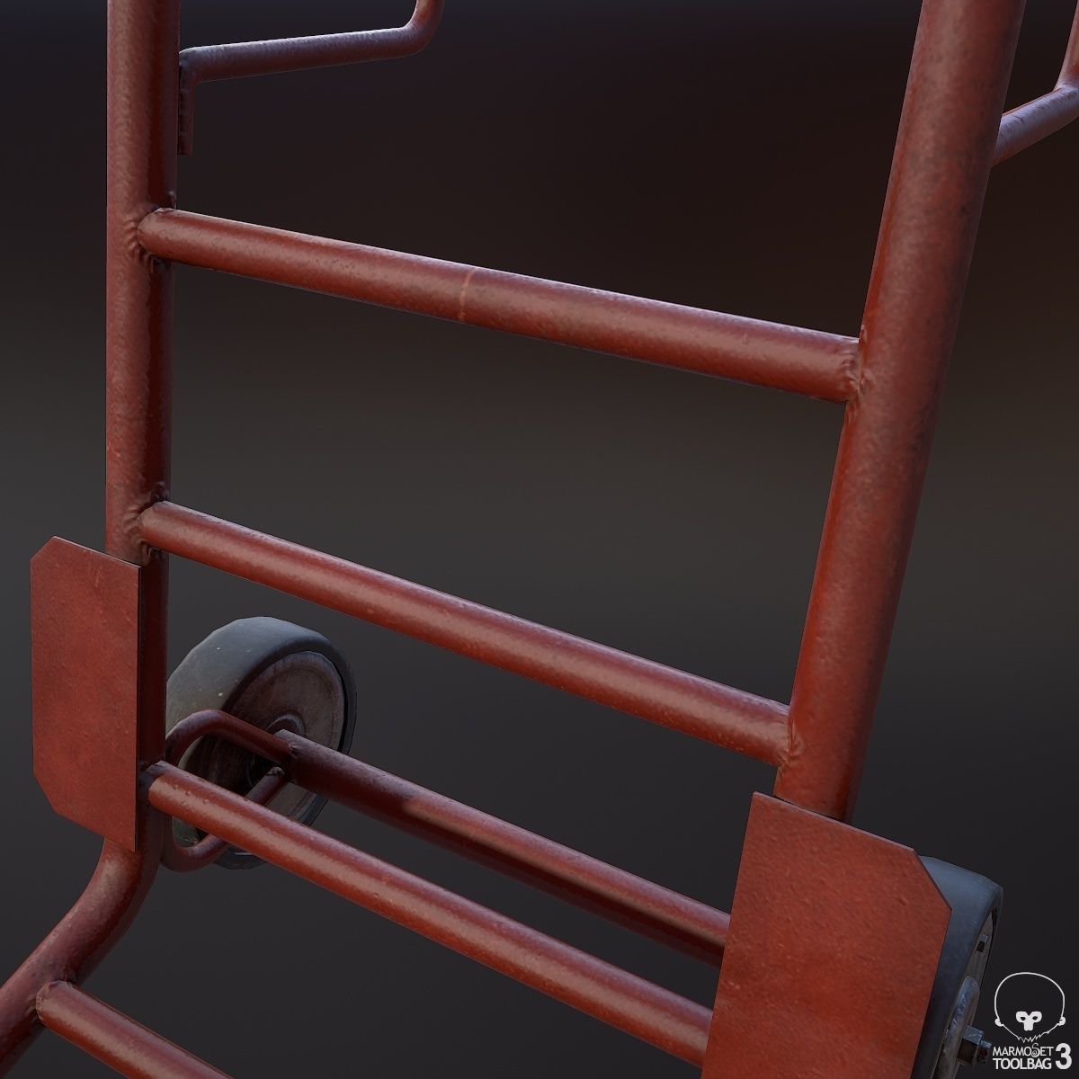 Hand Truck Low-poly 3D model_5