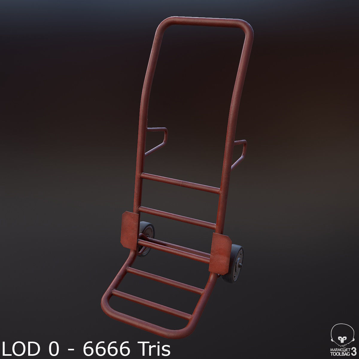 Hand Truck Low-poly 3D model_7