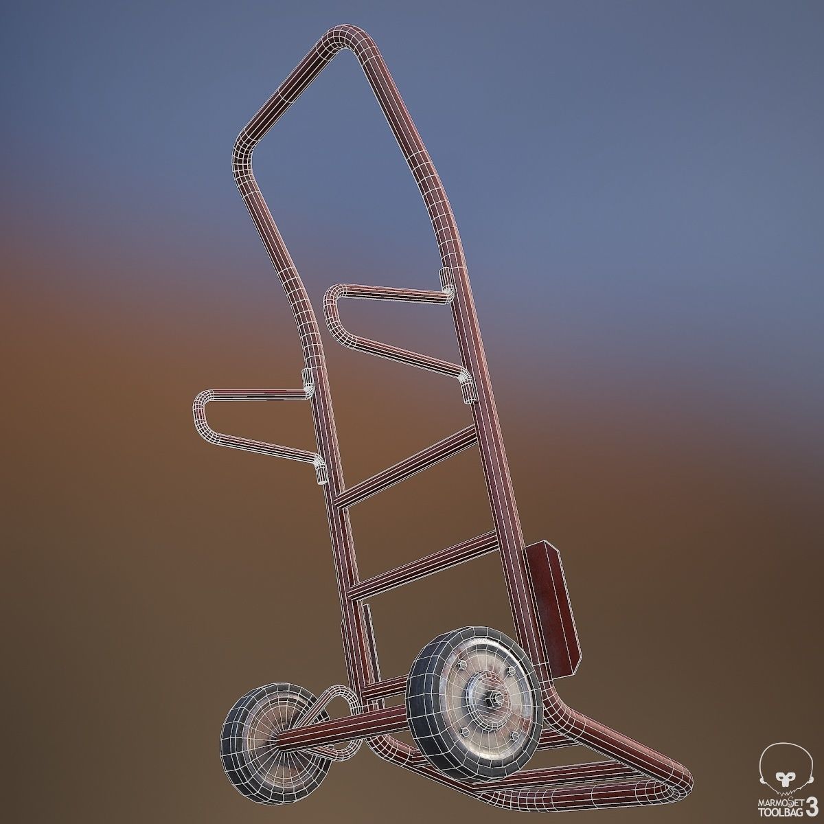 Hand Truck Low-poly 3D model_11