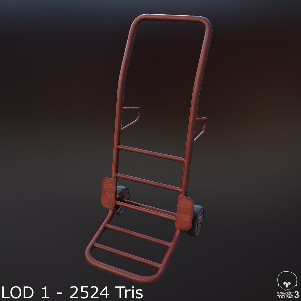 Hand Truck Low-poly 3D model_8