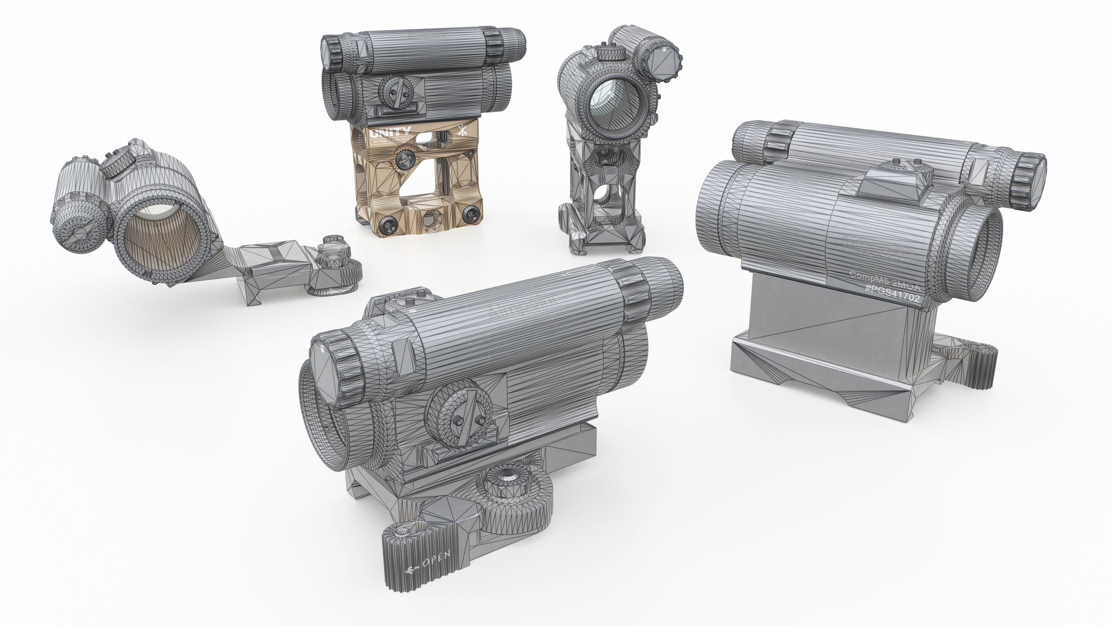Aimpoint CompM5 Red Dot Sight Low-poly 3D model_1
