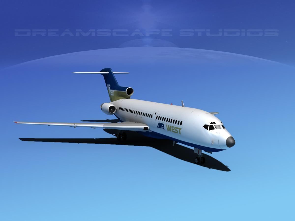 Boeing 727-100 Air West 3D model_2