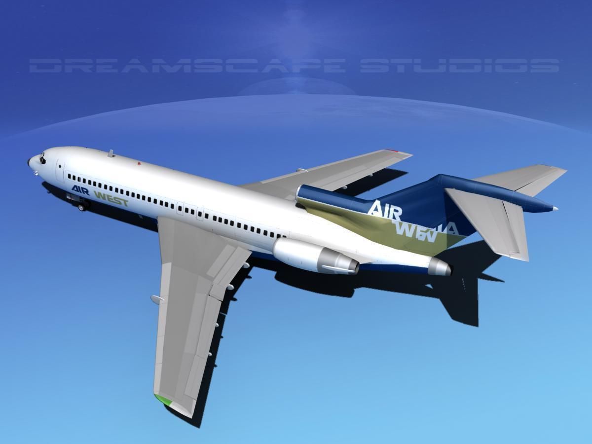 Boeing 727-100 Air West 3D model_7