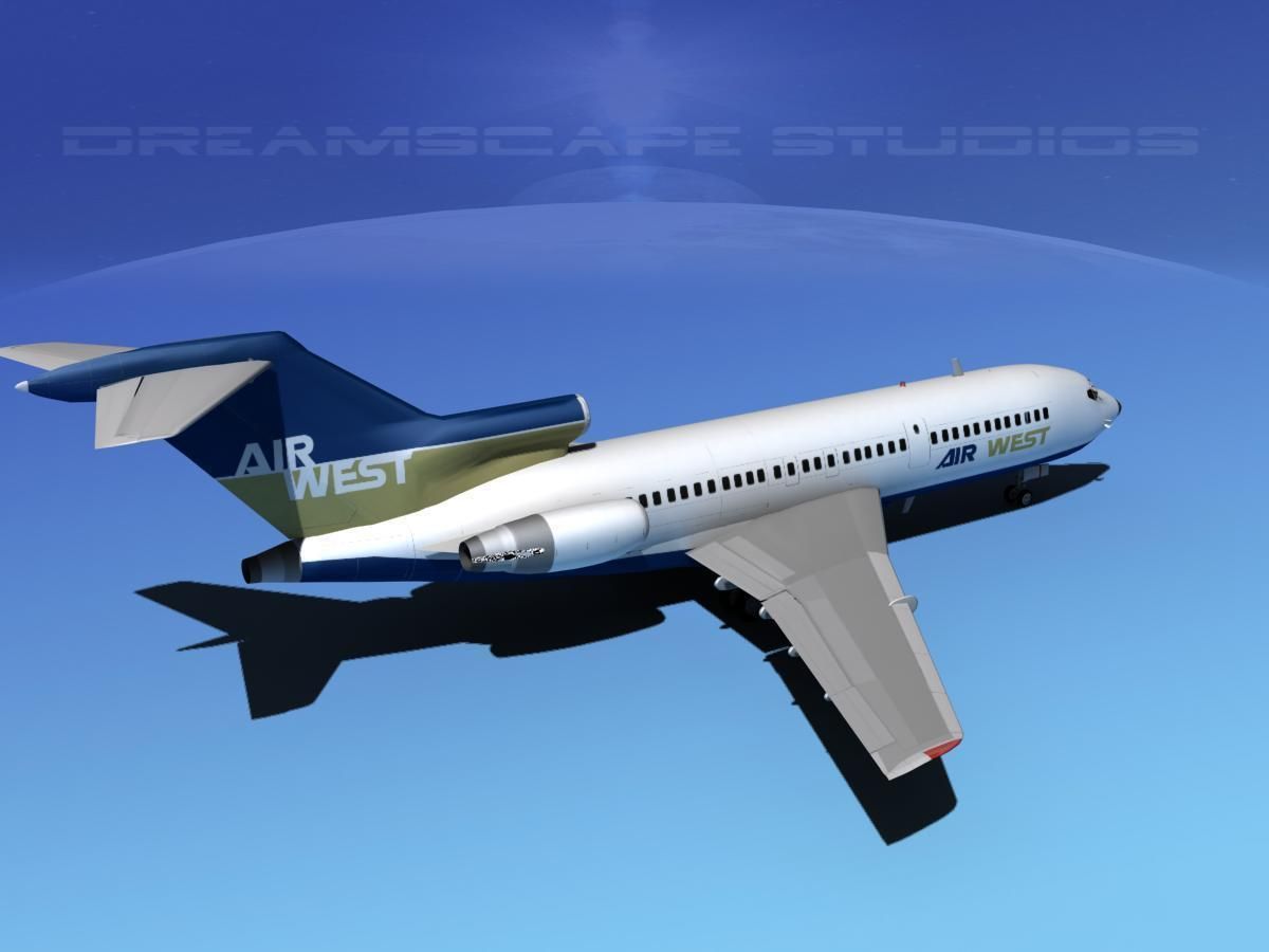 Boeing 727-100 Air West 3D model_8
