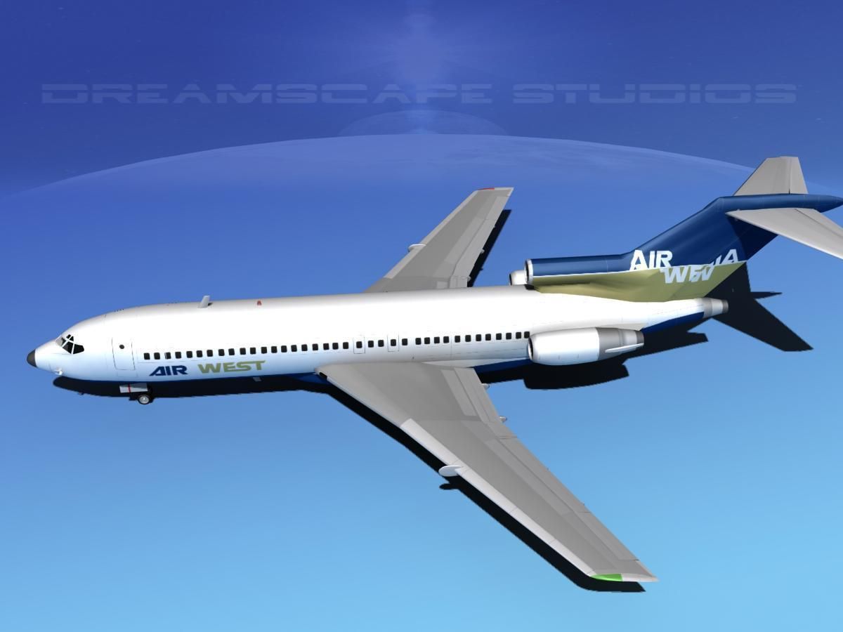 Boeing 727-100 Air West 3D model_9