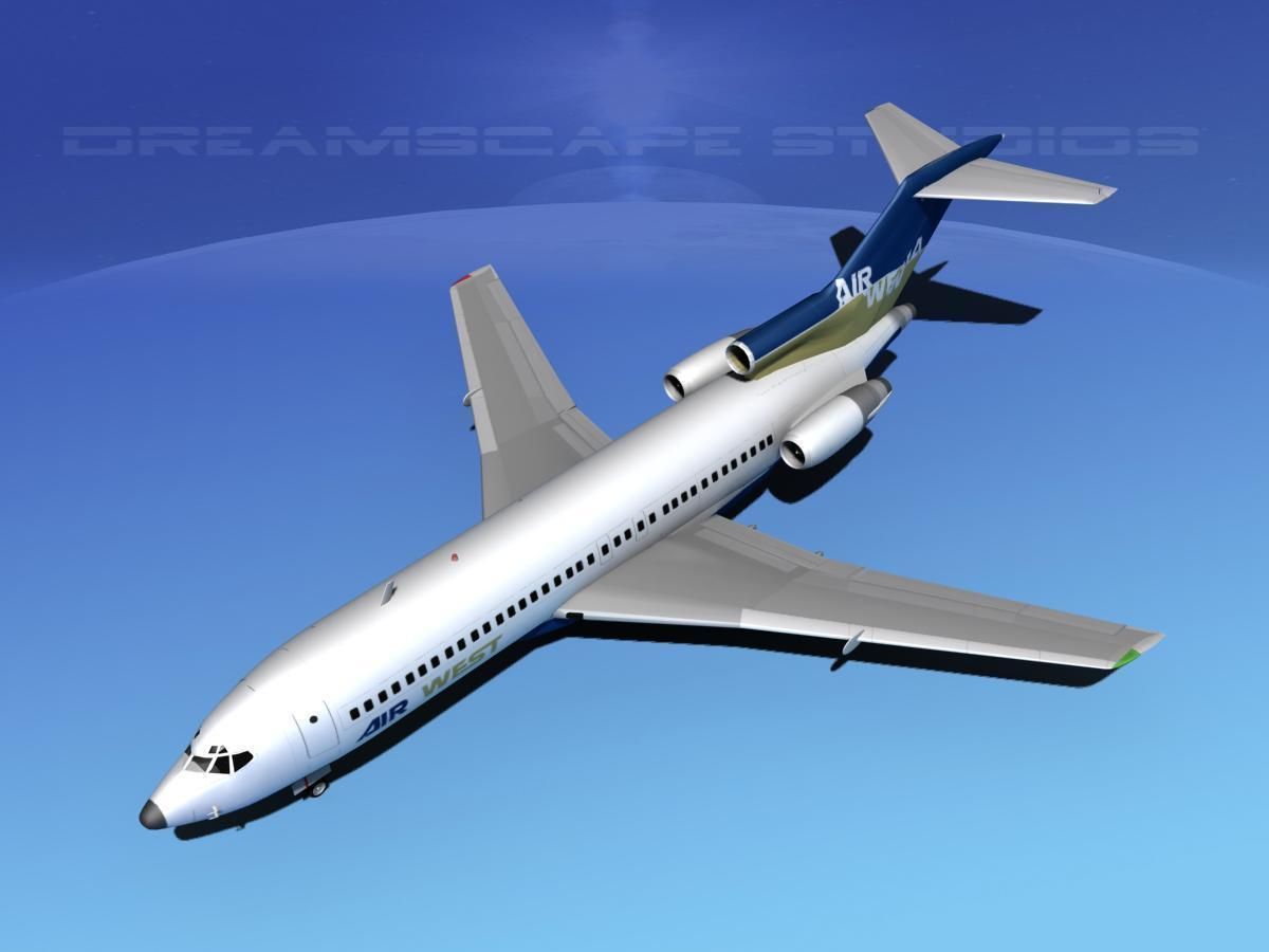 Boeing 727-100 Air West 3D model_10
