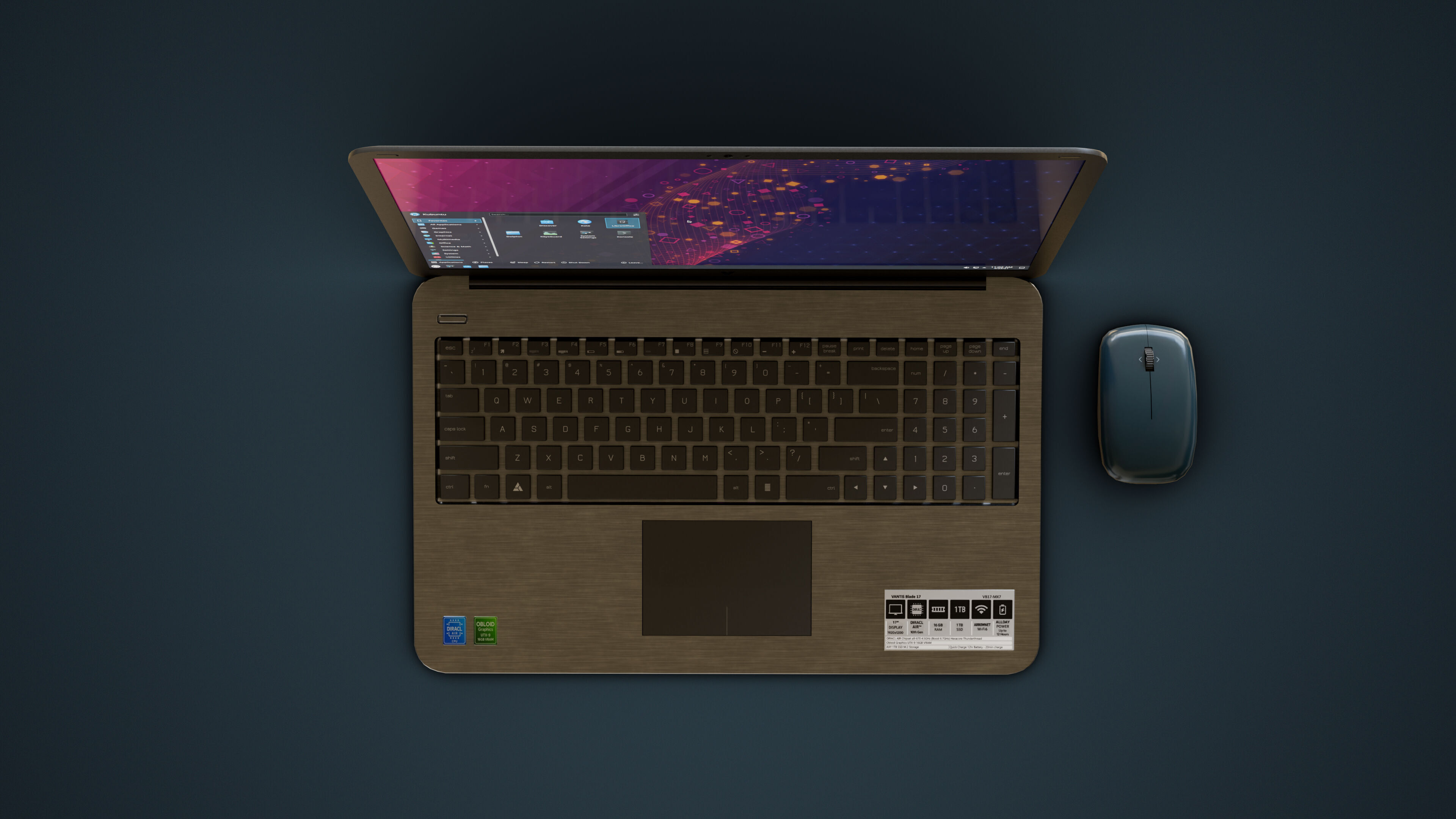 Modern Laptop and Wireless Mouse Low-poly 3D model_3