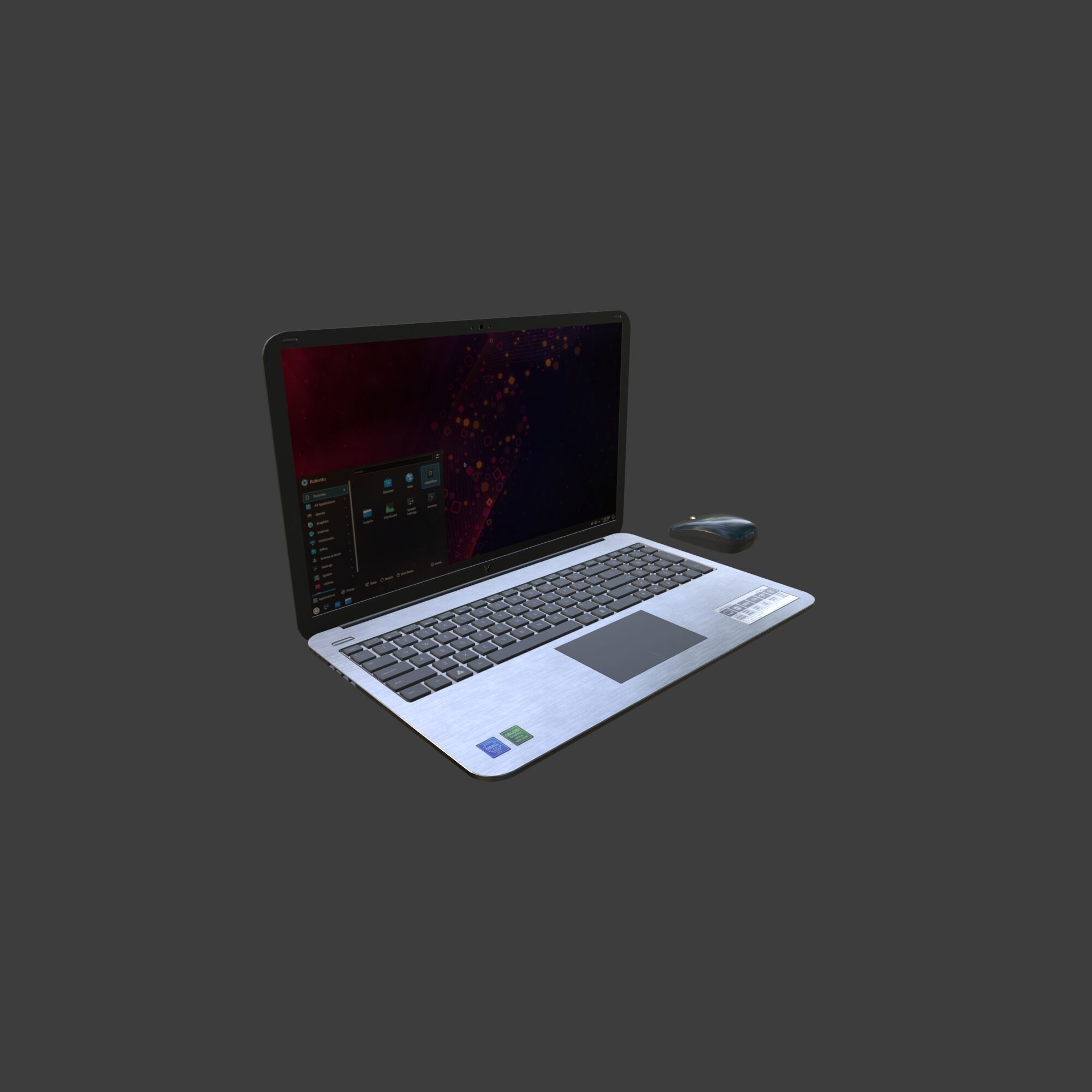 Modern Laptop and Wireless Mouse Low-poly 3D model_10