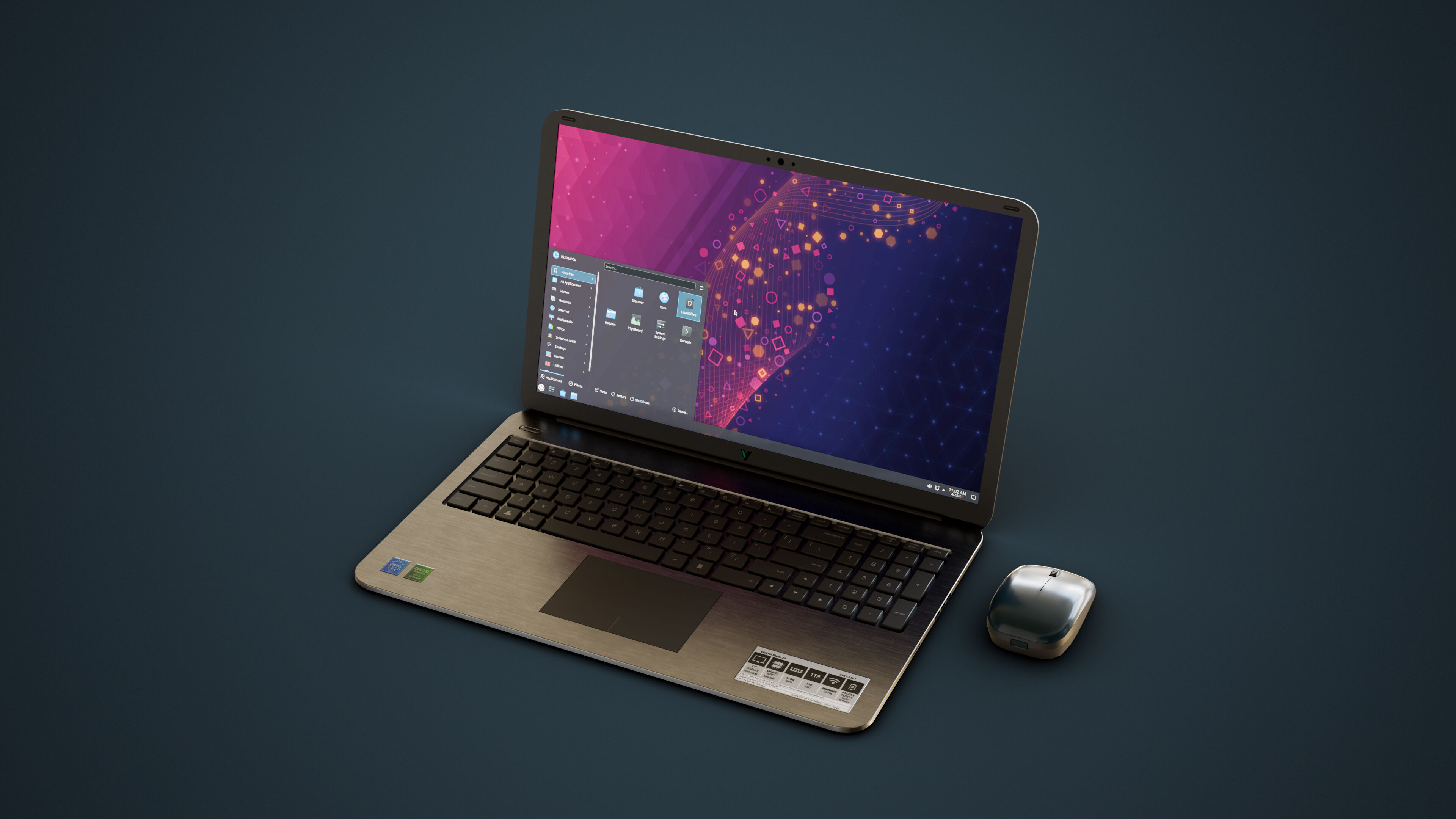 Modern Laptop and Wireless Mouse Low-poly 3D model_1