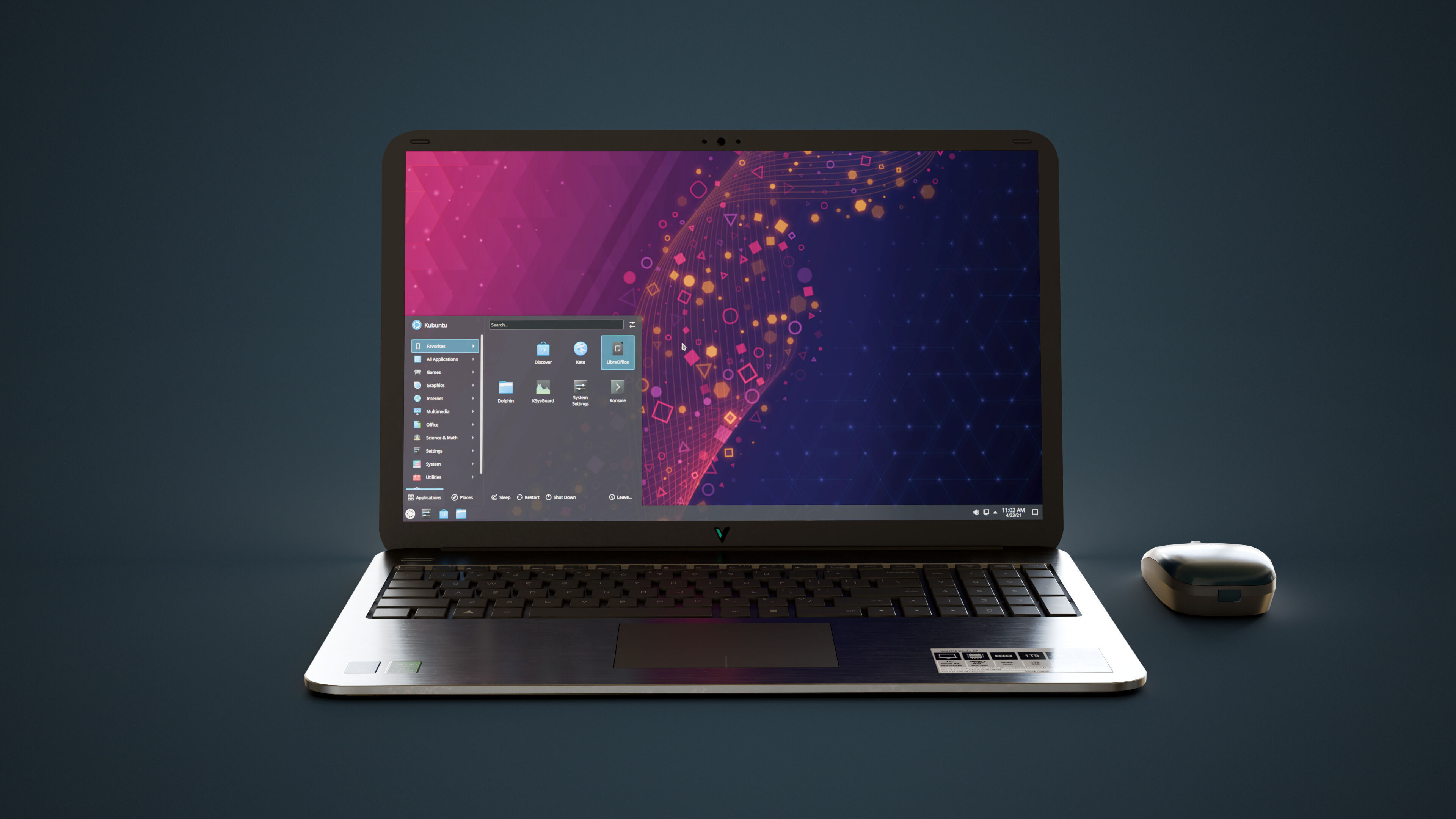 Modern Laptop and Wireless Mouse Low-poly 3D model_2