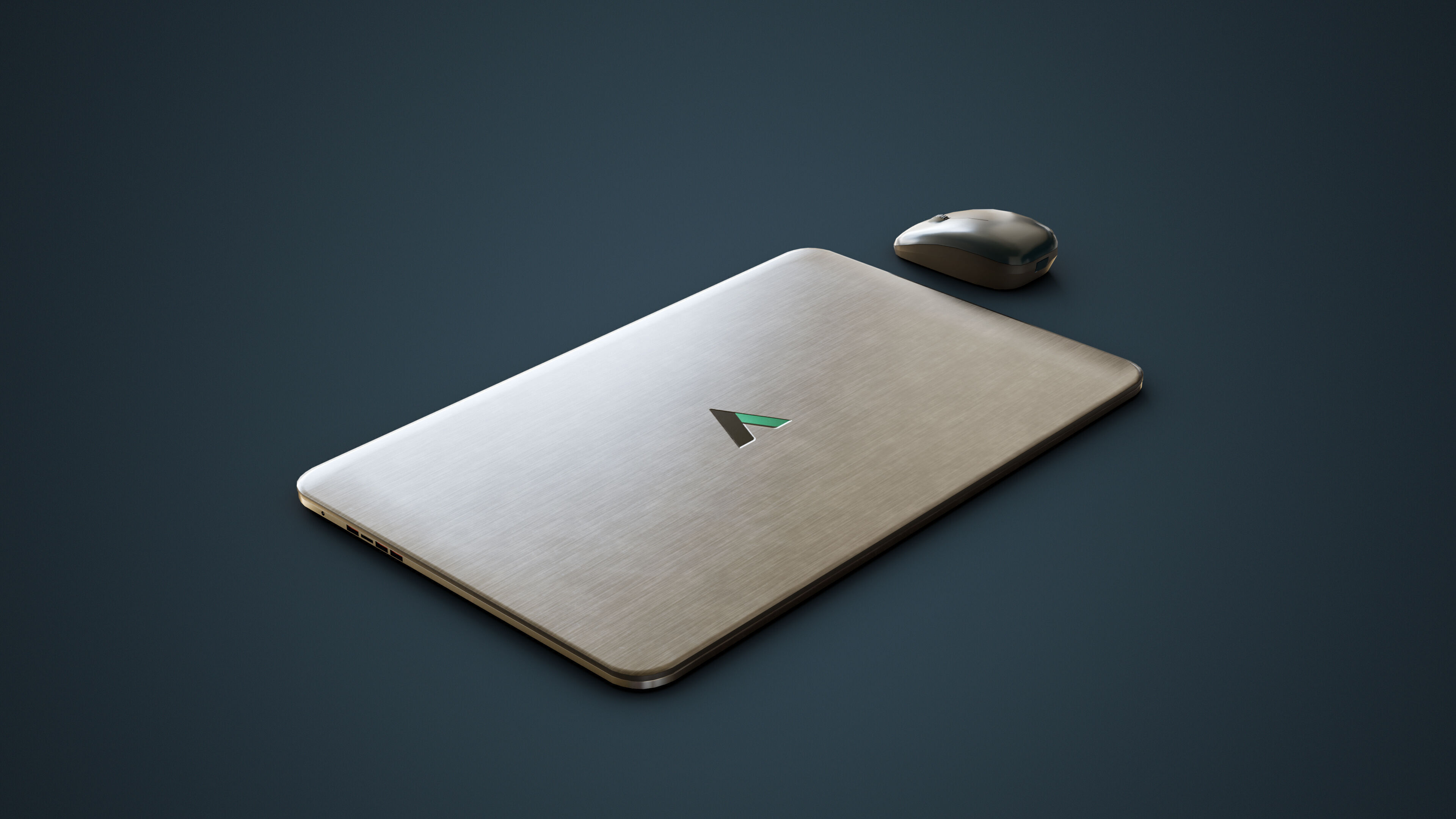 Modern Laptop and Wireless Mouse Low-poly 3D model_5