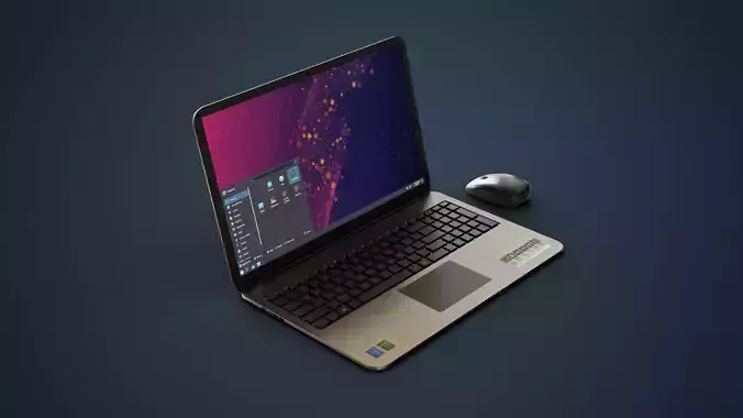 Modern Laptop and Wireless Mouse Low-poly 3D model
