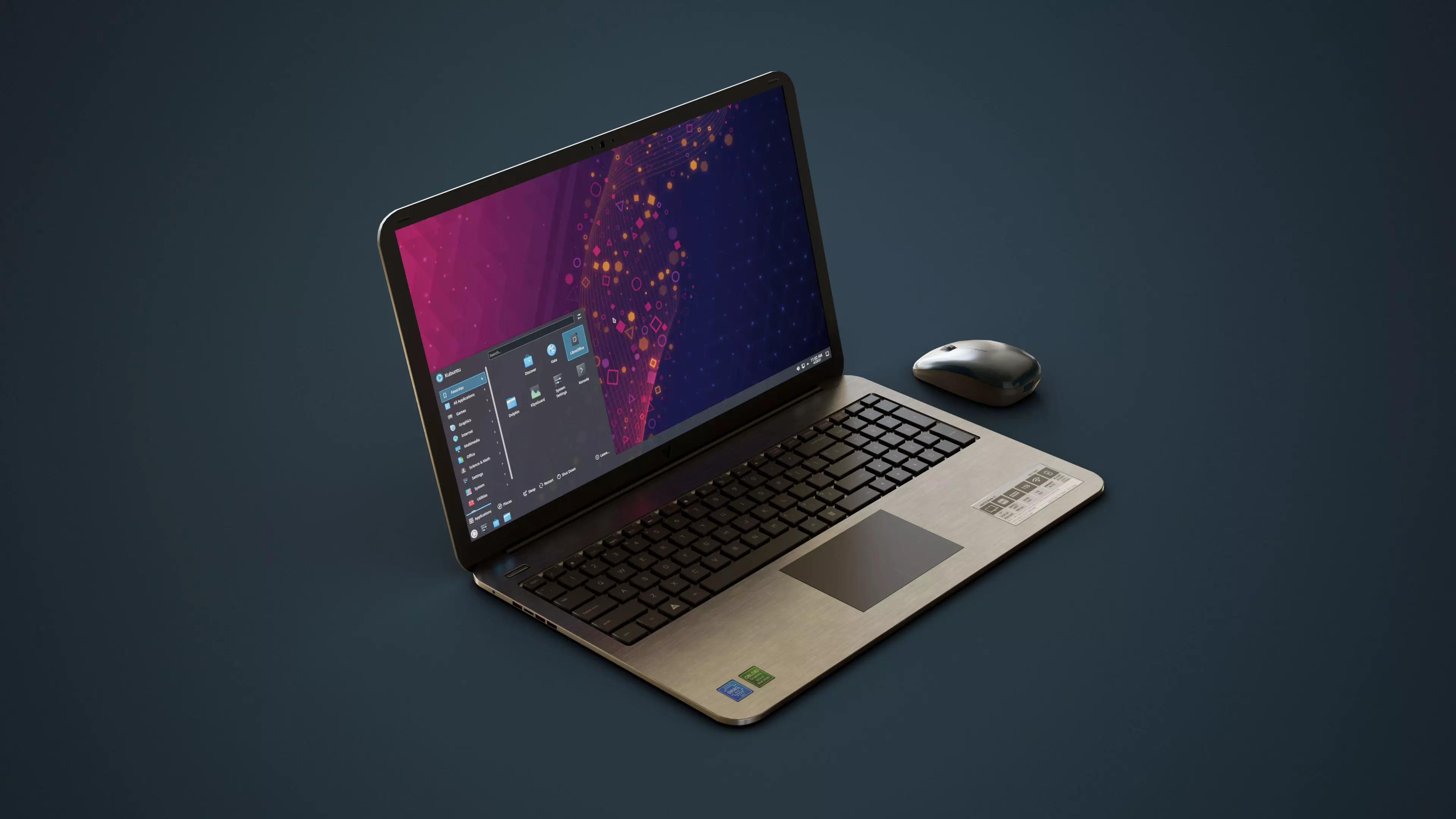 Modern Laptop and Wireless Mouse Low-poly 3D model_0