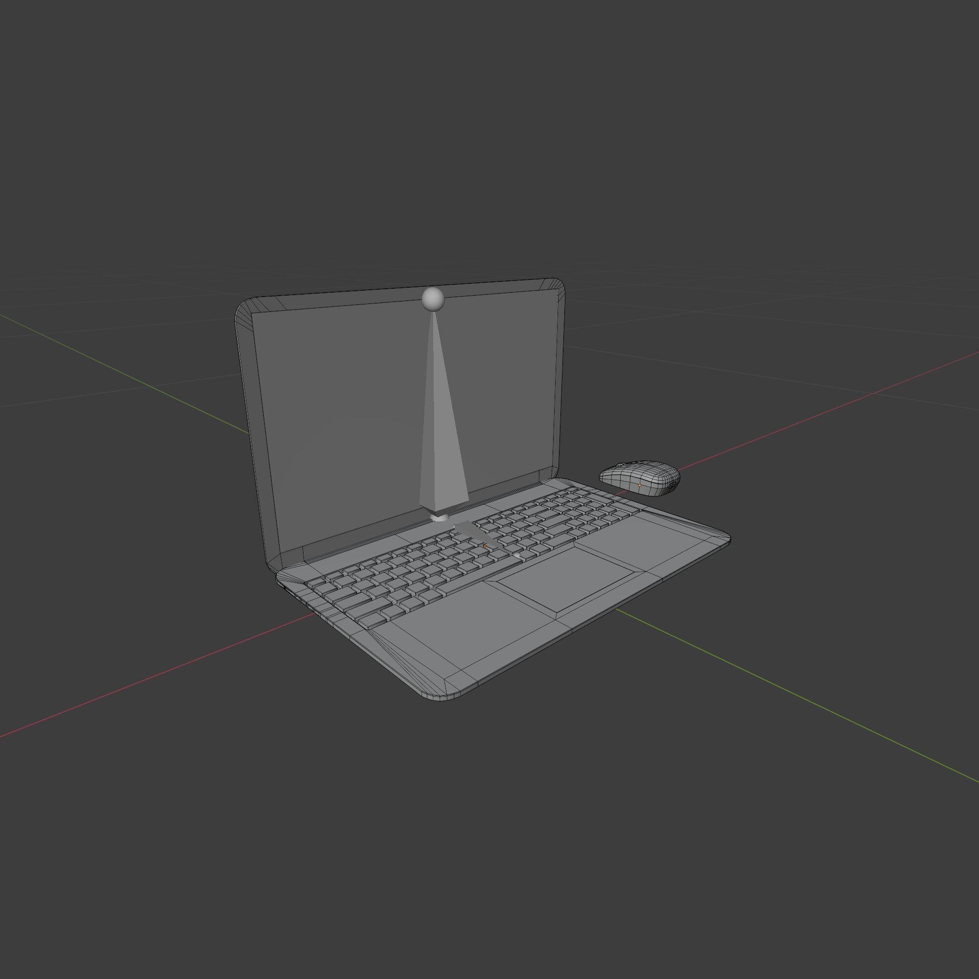Modern Laptop and Wireless Mouse Low-poly 3D model_12