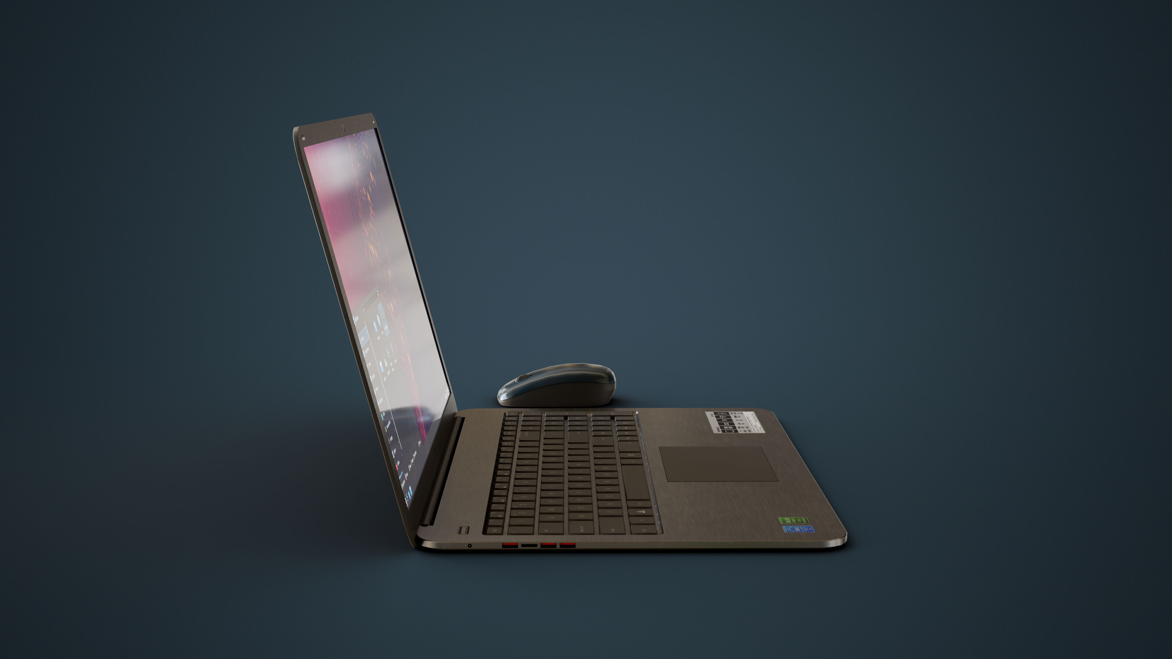Modern Laptop and Wireless Mouse Low-poly 3D model_4