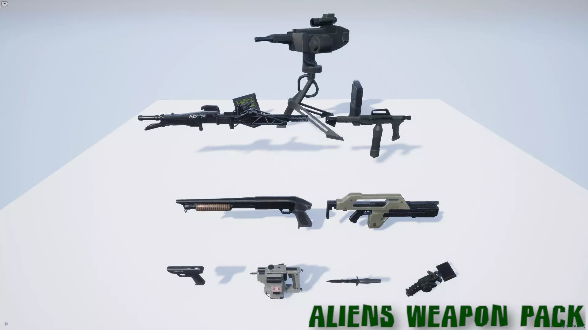 Aliens Weapon Pack for Unreal 4 Low-poly 3D model