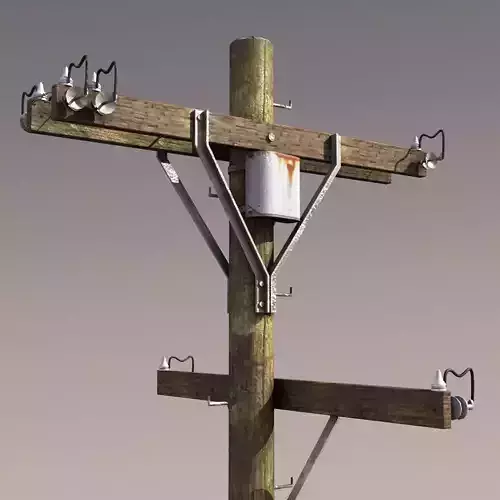 Telephone Pole Low Poly 3d Model