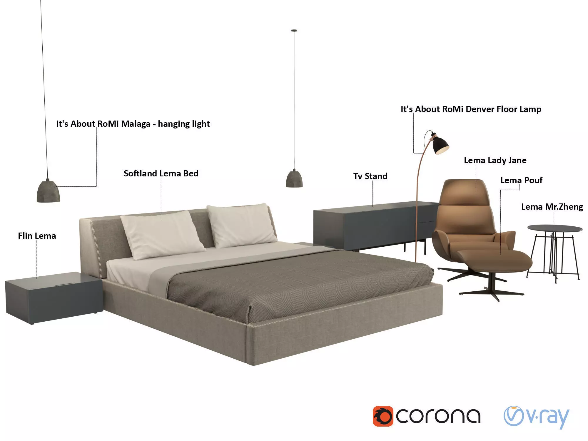 Softland Lema Bed 3D model