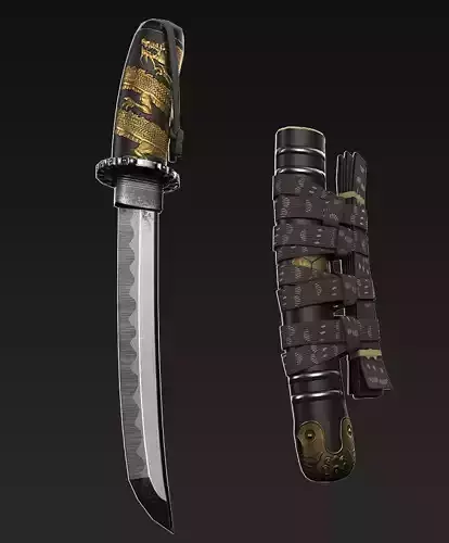 Tanto japanese sword with gold handle