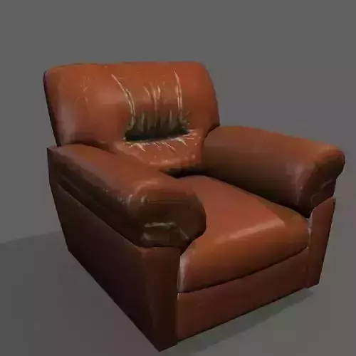 Low Poly Armchair Model leather chair Low-poly 3D model