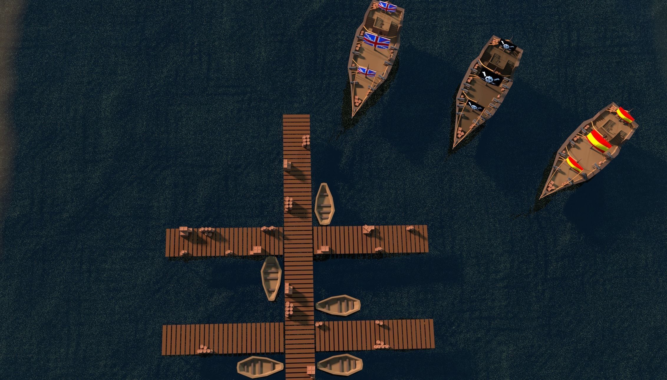 Medieval  Ship Port Low Poly Low-poly 3D model_3