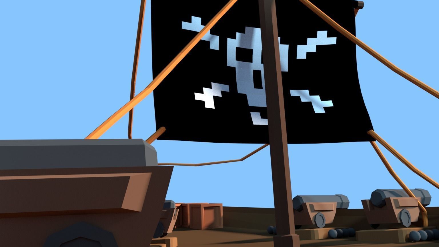 Medieval  Ship Port Low Poly Low-poly 3D model_2