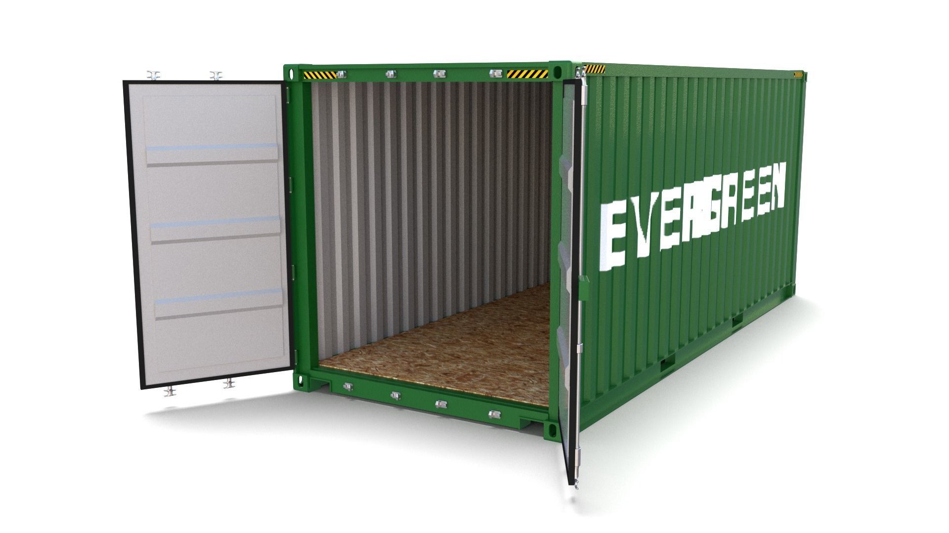 20ft Shipping Container Evergreen 3D model_8