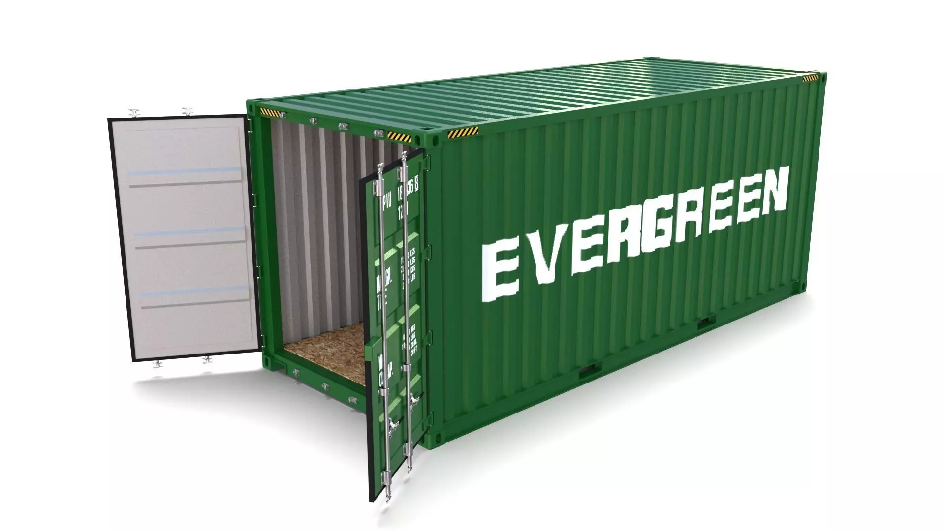 20ft Shipping Container Evergreen 3D model_0