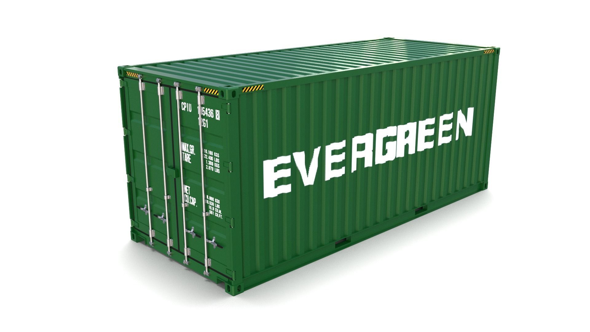 20ft Shipping Container Evergreen 3D model_1