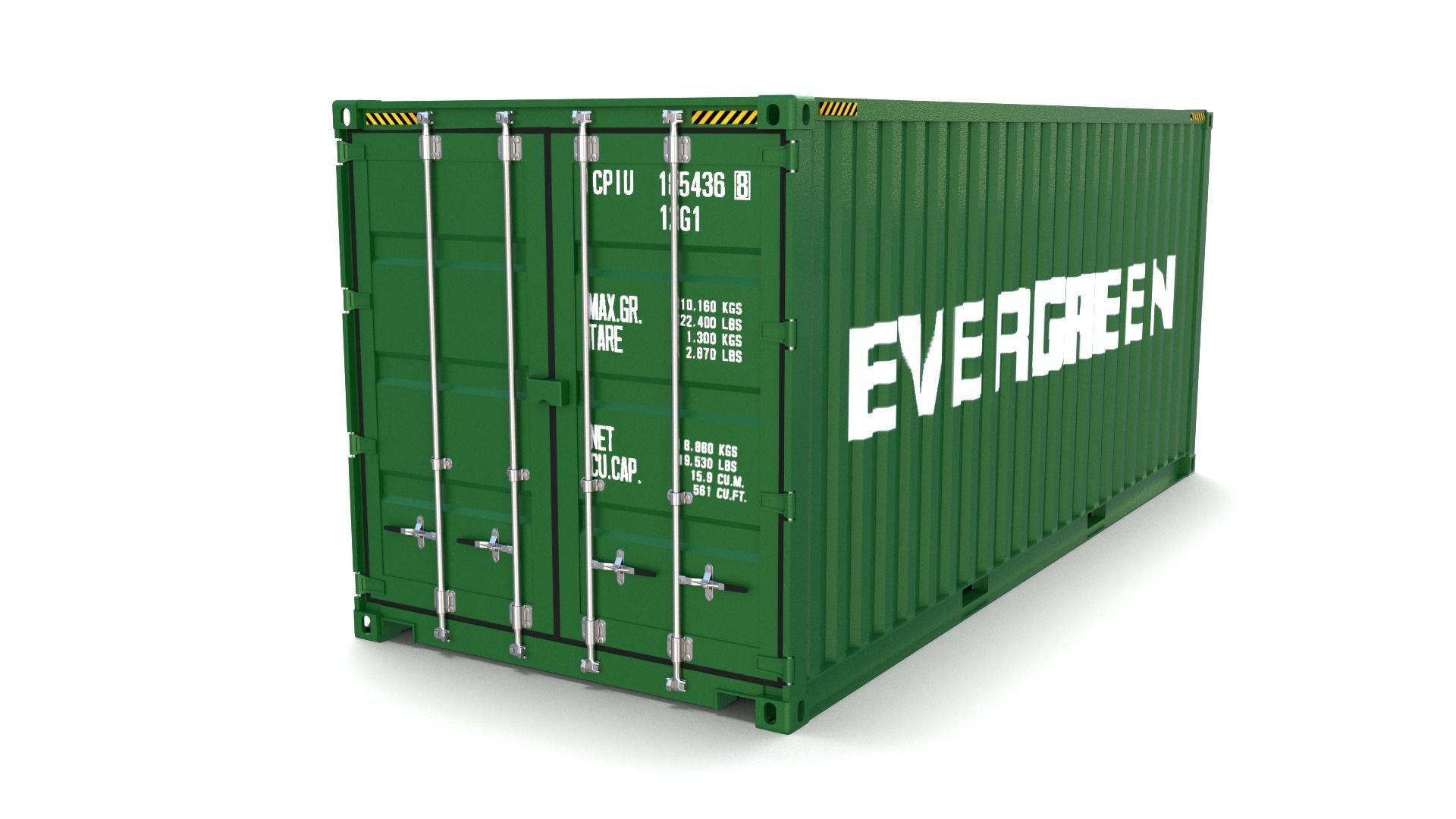 20ft Shipping Container Evergreen 3D model_5