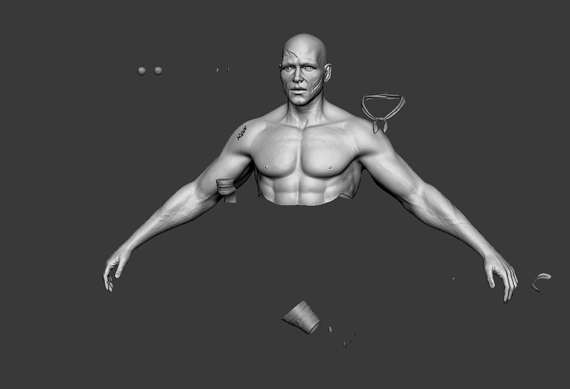 human anatomy Head and hands only 3D model_12