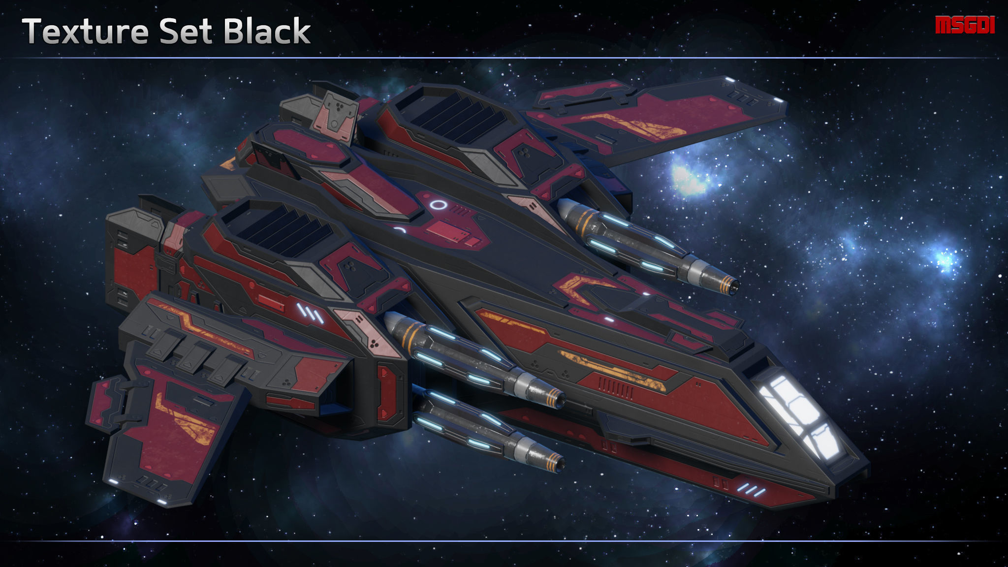 Spaceship Fighter Hellstar Low-poly 3D model_5