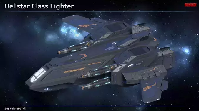 Spaceship Fighter Hellstar Low-poly 3D model