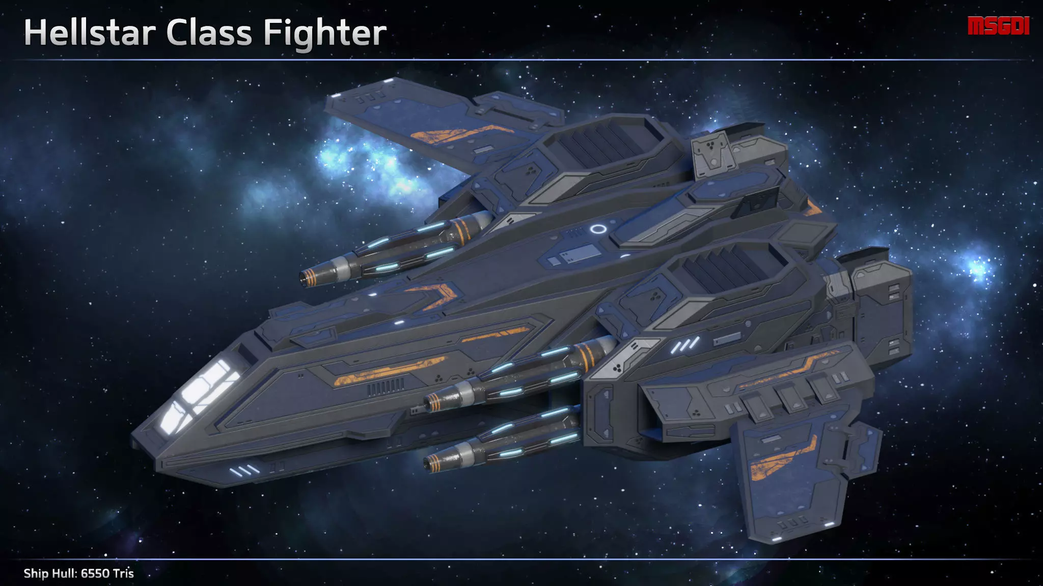 Spaceship Fighter Hellstar Low-poly 3D model_0