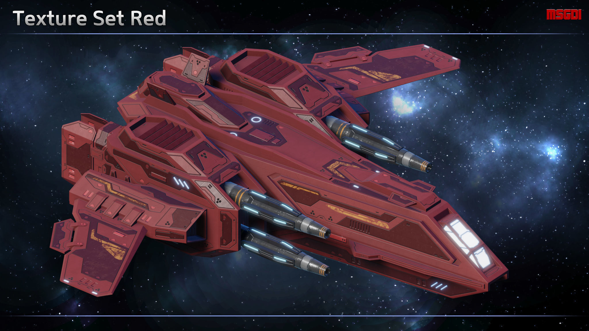 Spaceship Fighter Hellstar Low-poly 3D model_8