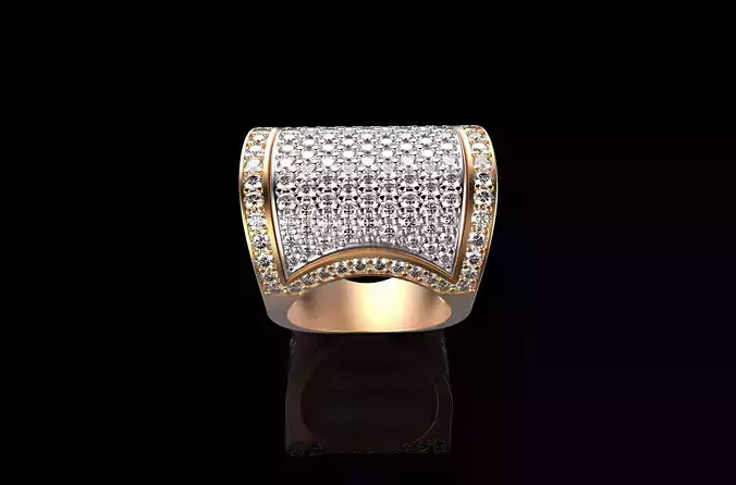 Ornament Diamonds Gold Ring
