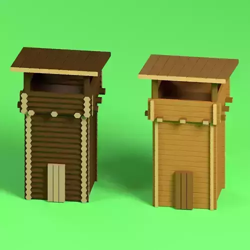 Low Poly Wood Tower 2 Low-poly 3D model