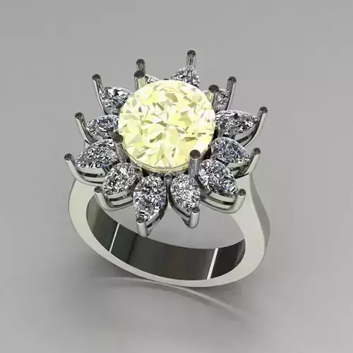 round and pear cut ring 3D print model