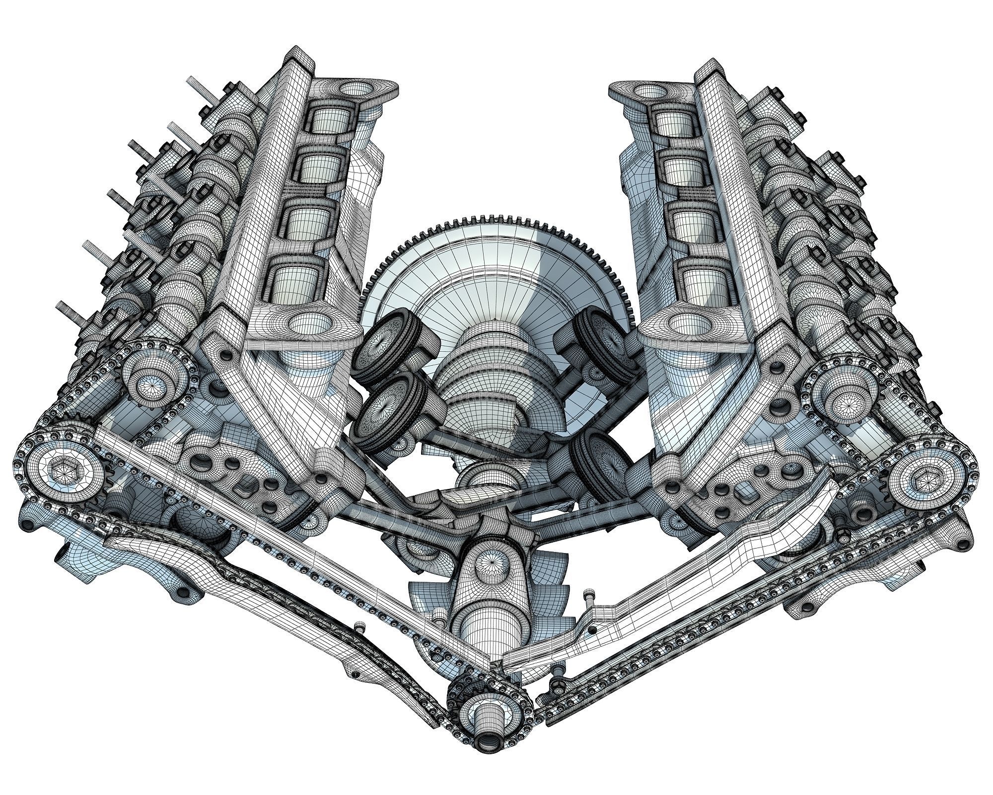 Animated V8 Engine 3D model_29