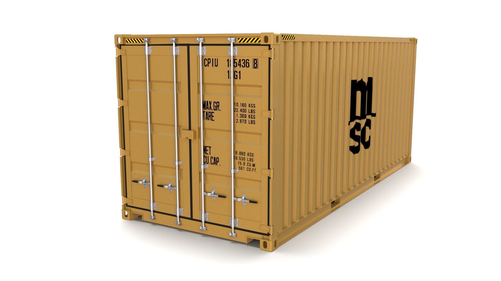 20ft Shipping Container MSC 3D model_2