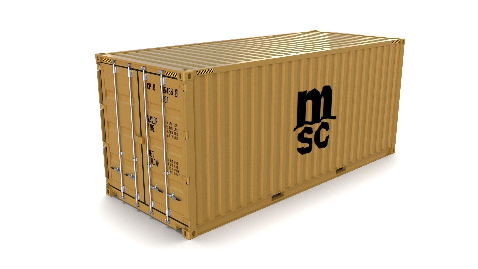 20ft Shipping Container MSC 3D model_3