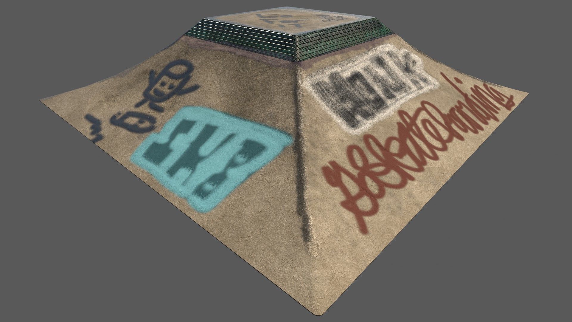 skatepark ramp tagged and cleaned Low-poly 3D model_3
