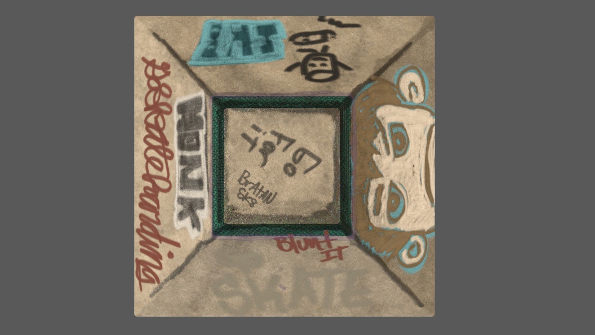 skatepark ramp tagged and cleaned Low-poly 3D model_4