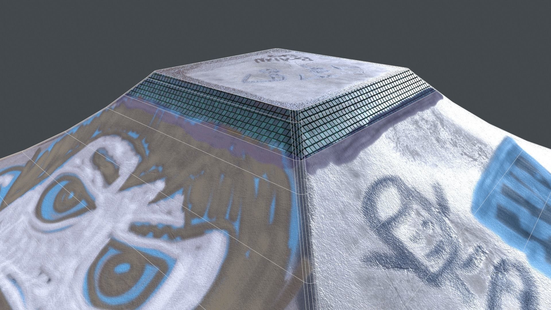 skatepark ramp tagged and cleaned Low-poly 3D model_15