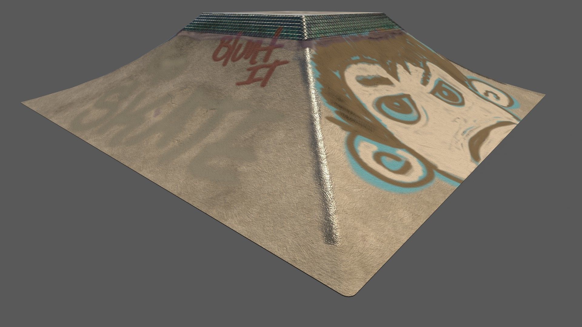 skatepark ramp tagged and cleaned Low-poly 3D model_13