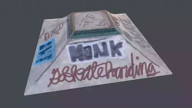 skatepark ramp tagged and cleaned Low-poly 3D model