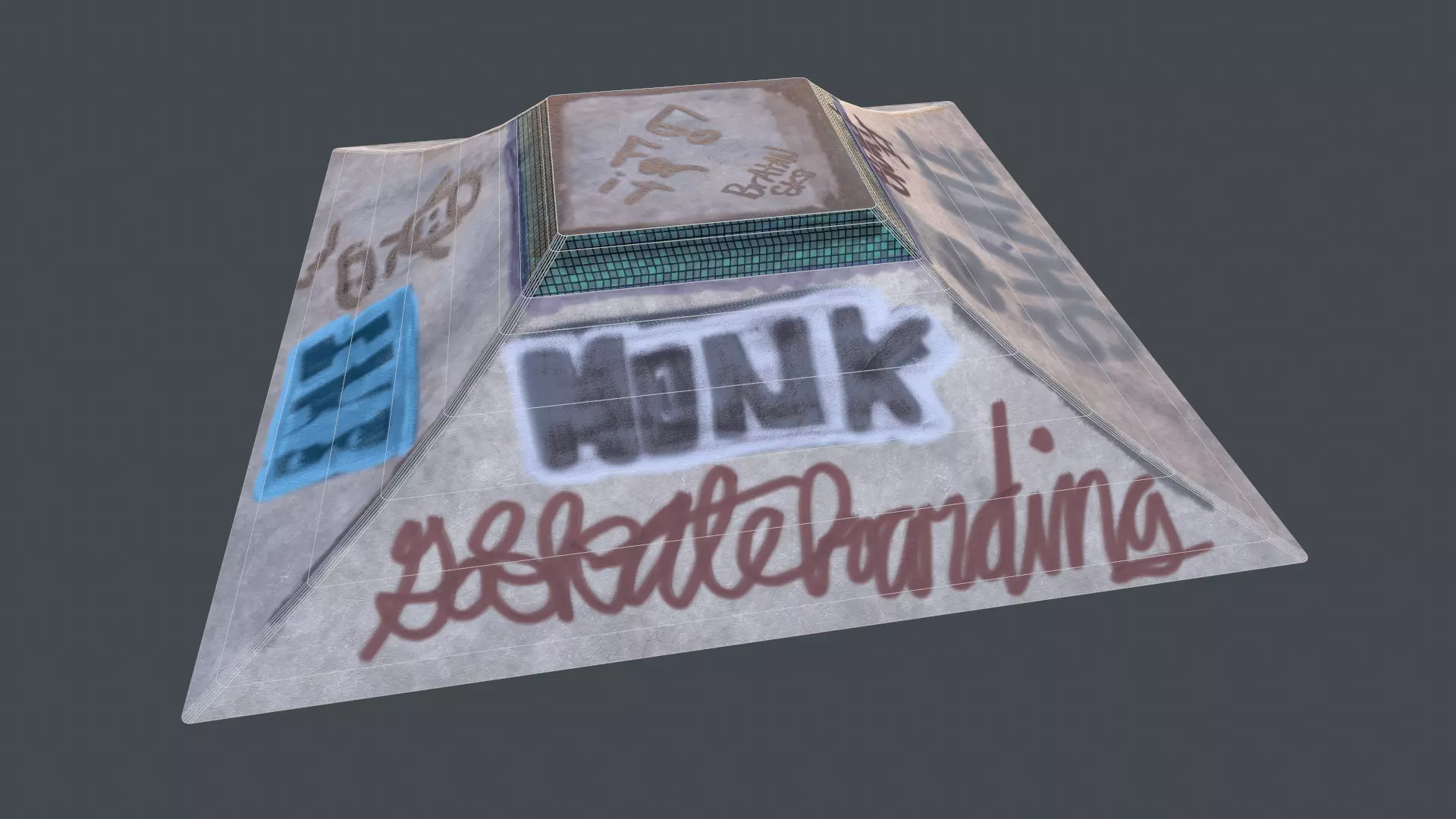 skatepark ramp tagged and cleaned Low-poly 3D model_0