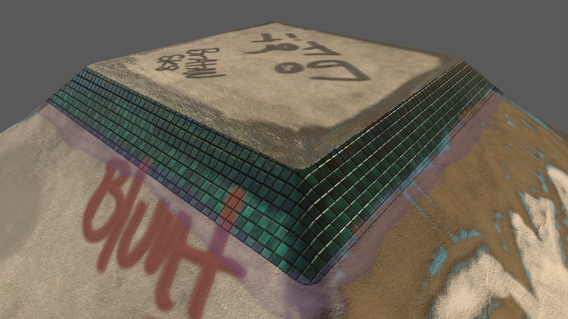 skatepark ramp tagged and cleaned Low-poly 3D model_11